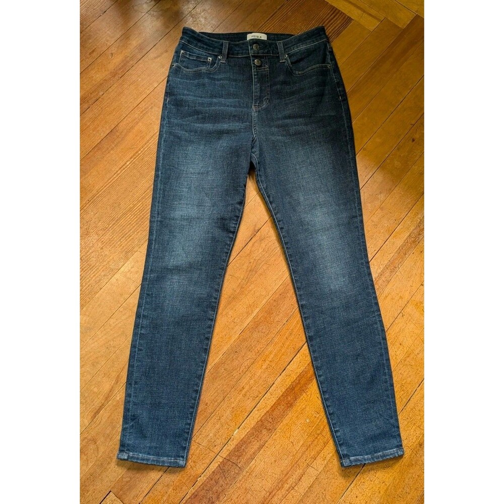 PISTOLA Women’s Blue Dark Wash Mid Rise Skinny Leg Stretchy Denim Jeans Size 29